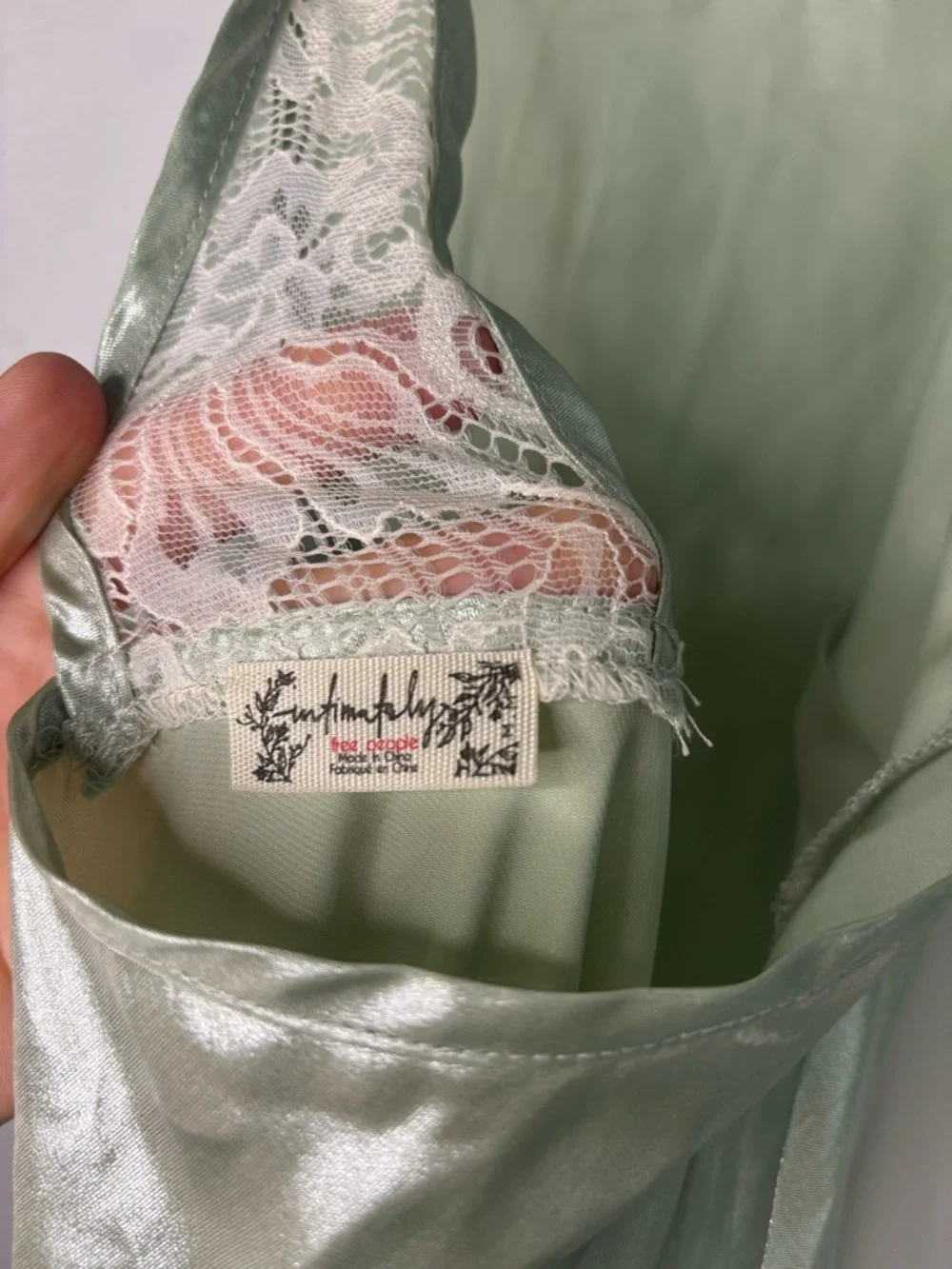 FREE PEOPLE INTIMATELY MINT GREEN METALLIC LACE BACK MIDI DRESS SZ MEDIUM - Picture 6 of 7